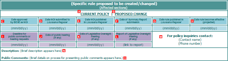 Rulemaking Docket - sample entry Rulemaking Docket - sample entry
